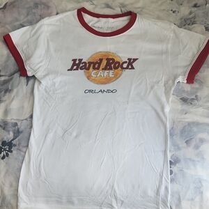 Hard Rock Cafe White Tee with Red Trim